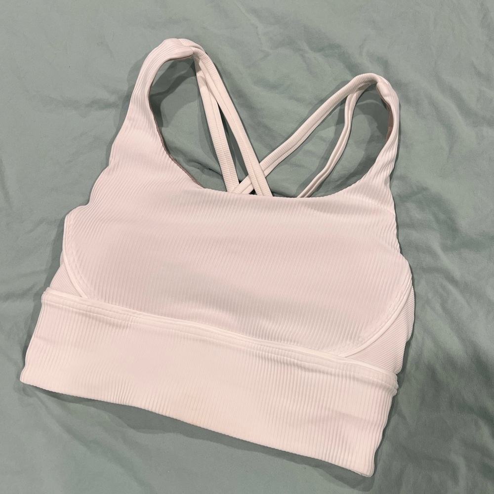 Lululemon Athletica Ribbed Cross-Back Sports Bra - White